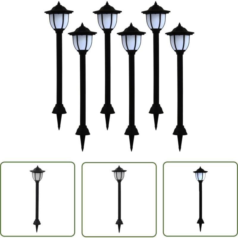Er-siice - The Living Store Lampes solaires à led d'extérieur 6 pcs Noir - Lampe Solaire - Éclairage Extérieur - Lampadaire Solaire - Luminaire