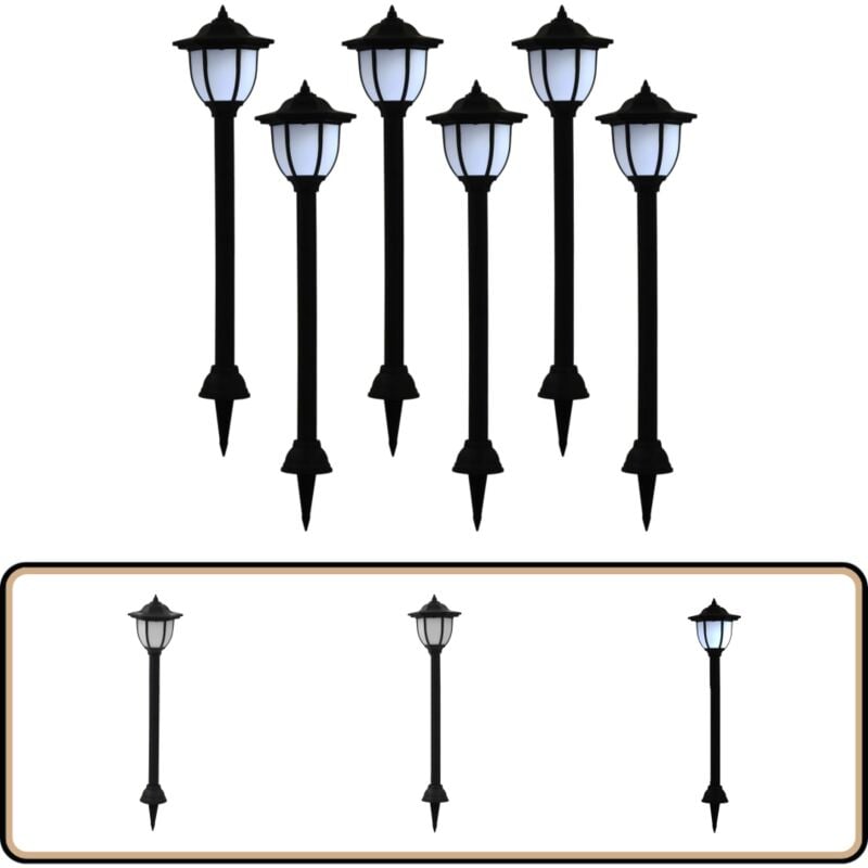 Vidaxl - Lampes solaires à led d'extérieur 6 pcs Noir - Lampe Solaire - Éclairage Extérieur - Lampadaire Solaire - Luminaire Solaire - Décoration