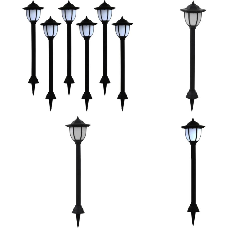 Lampes solaires à LED d'extérieur 6 pcs Noir - Lampe Solaire - Éclairage Extérieur - Lampadaire Solaire - Luminaire Solaire - Décoration Extérieure