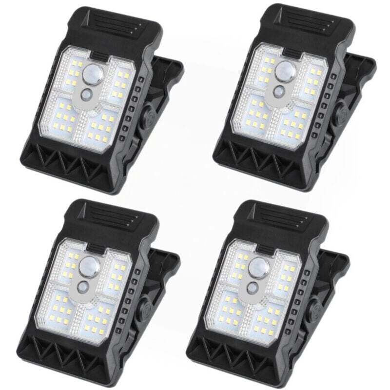 Lampes solaires à pince 4pcs (11.2cm) - Étanches avec détecteur mouvement - Éclairage clôtures/arbres/terrasses/allées - Éco-énergétique
