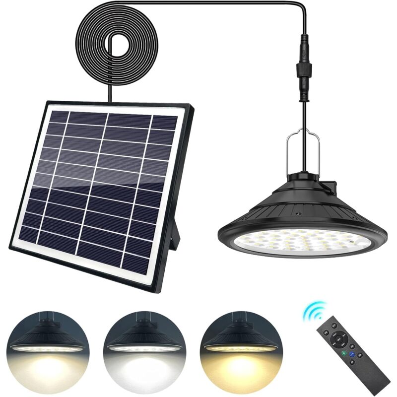 Lampes solaires à suspendre pour l'extérieur et l'intérieur - 4500 mAh - 3 couleurs/4 modes - Lampes LED solaires avec télécommande - Étanche IP66