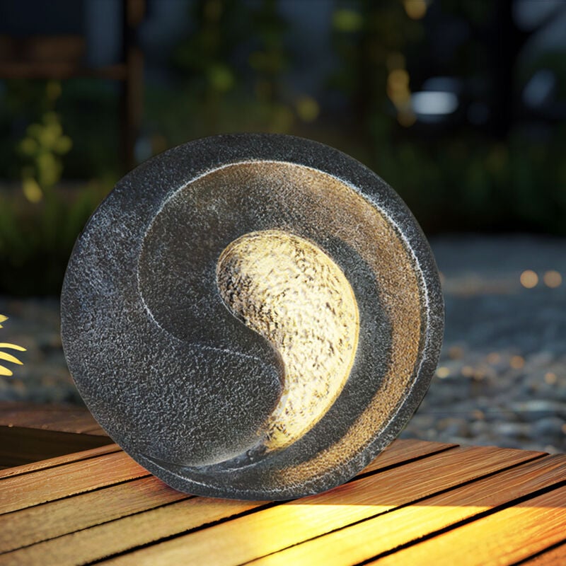 Lampes solaires aspect pierre pour l'extérieur Sculpture de jardin pour l'extérieur Lampe solaire d'extérieur résistante aux intempéries, grise,