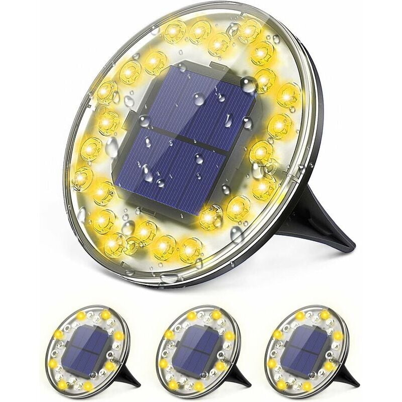 Lampes solaires au sol,24 led Lumière Solaire Extérieur Jardin au Sol,Spot Solaire Exterieur Encastrable Etanche IP68,Sol Lampe Solaire Jardin pour