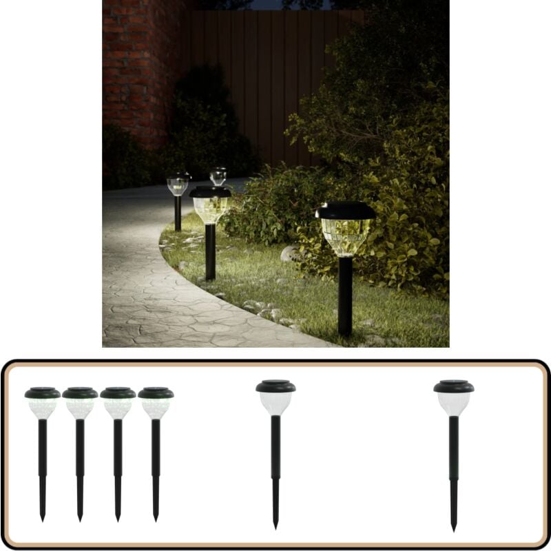 Lampes solaires d'allées et piquets de sol 4pcs blanc chaud rvb - Lampes Solaires D'allée - Éclairage Extérieur - Éclairage Automatique - Lumière