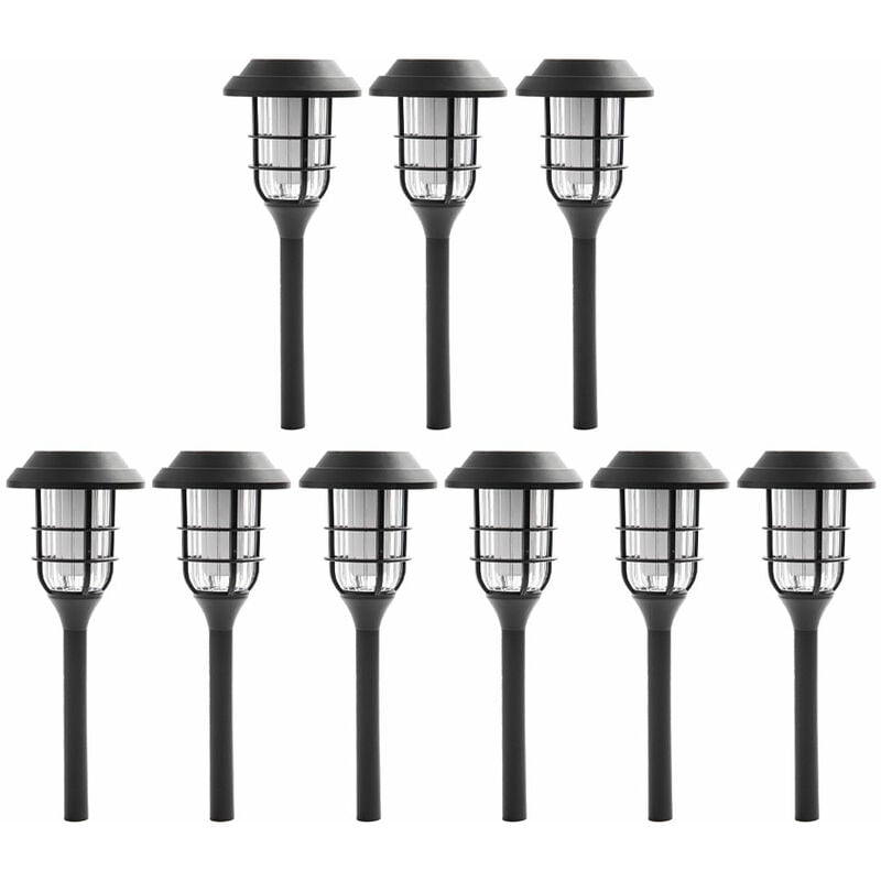 Lampes solaires décoration de jardin pour l'extérieur sur piquet éclairage de terrasse lanterne effet flamme, plastique noir, batterie 6-8h, led
