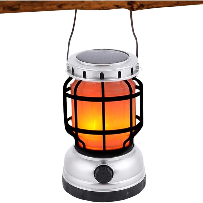 Lampes solaires de camping – Lampe de poche LED rechargeable – Lanternes d'extérieur pour randonnée, camping, pêche, chasse
