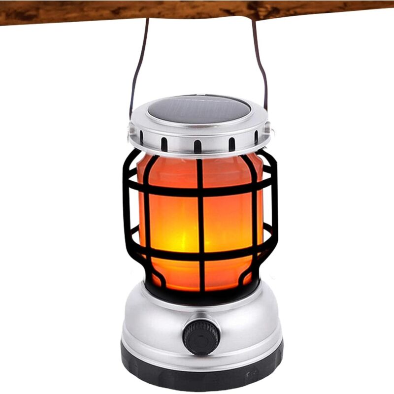 Lampes solaires de camping – Lampe de poche LED rechargeable – Lanternes d'extérieur pour randonnée, camping, pêche, chasse