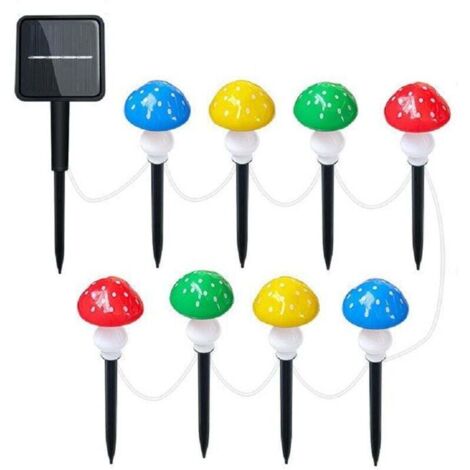 Lampes Solaires de Jardin Champignons - Lot de 8 - IP65 Étanche 8 Modes - Décoratives pour Pelouse, Patio, Clôture, Balcon - Noël, Halloween