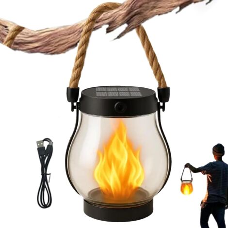 Lampes solaires de jardin - Lanterne solaire d'extérieur étanche - Flamme