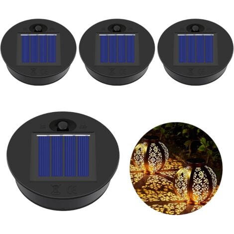 CSPARKV Lampes Solaires de Rechange, 4 Pièces Remplacement de Couvercles Solaires, Lampes Solaires de Rechange avec Led, pour Lanternes Solaires, Jardin Décoration (7cm)
