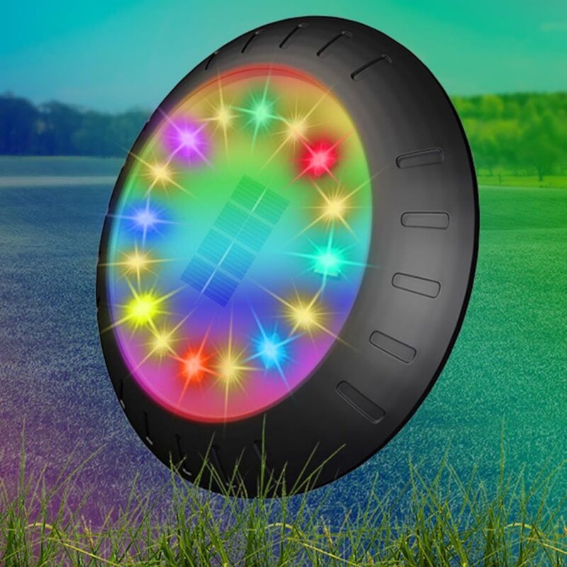 Lampes solaires de sol à couleurs changeantes, 16 LED, éclairage extérieur solaire, lampes solaires à disque multicolores