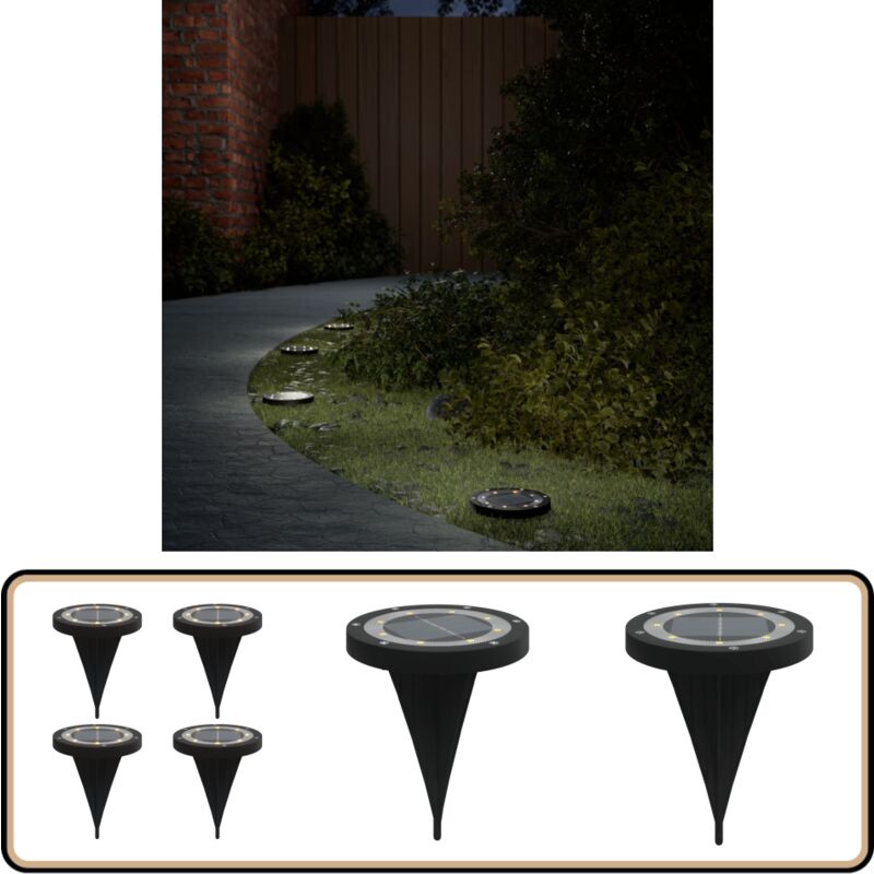 Lampes solaires de sol et piquets de sol extérieur 4 pcs - Lampe Solaire Exterieure - Éclairage Solaire - Lampadaire Solaire - Luminaire Solaire