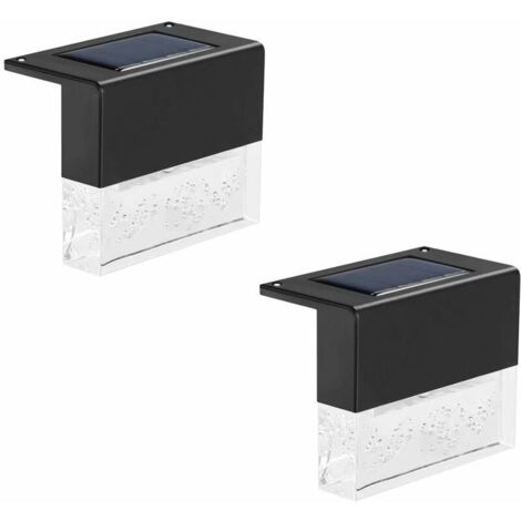Lampes solaires de terrasse, lampes solaires à LED pour escaliers, clôtures, balustrades, super lumineuses 10 lumens, 2 modes d'éclairage, changement de couleur blanc chaud 2 pièces