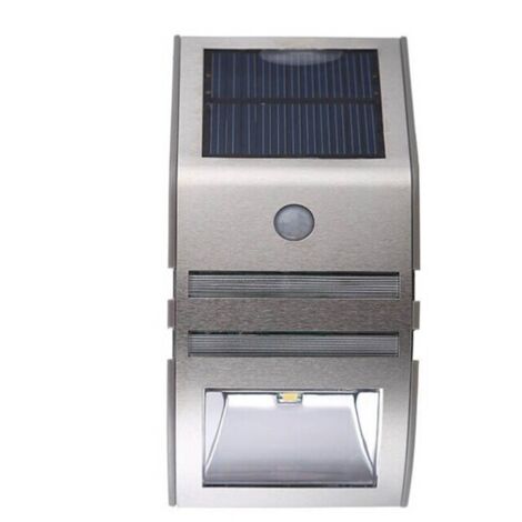 Lampes solaires de terrasse lumineuses 2 LED pour escalier marche/arrêt automatiques étanches en acier inoxydable, lampes solaires d'extérieur pour patio, allée, clôture de jardin, passage mural