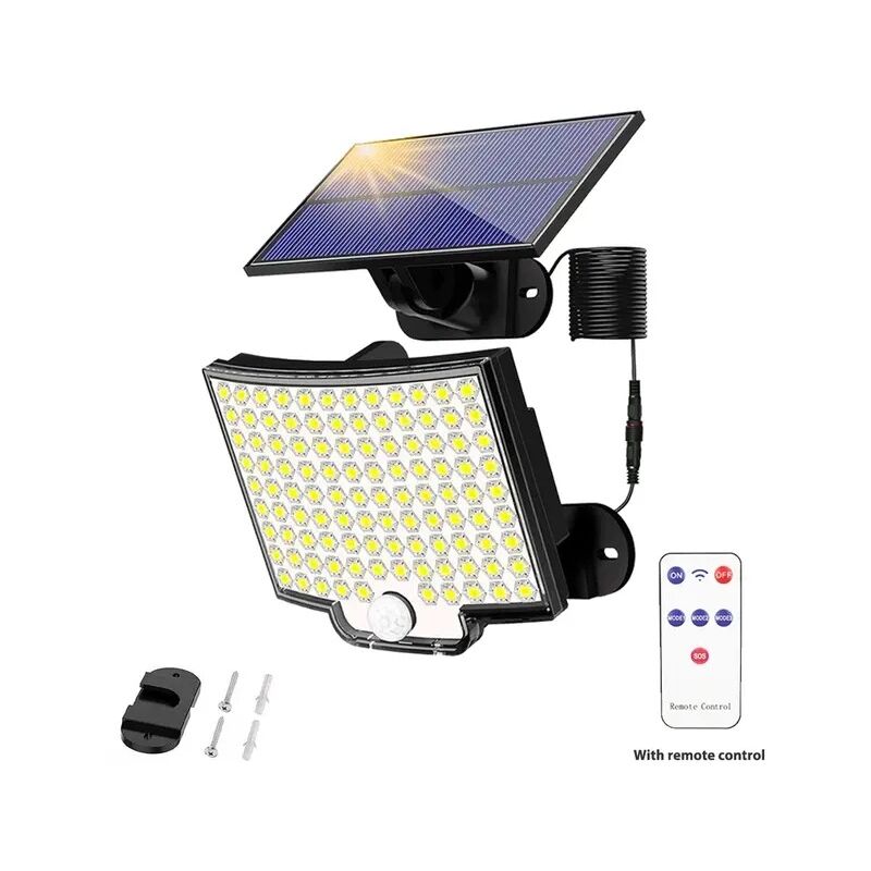 Lampes solaires d'extérieur 106 LED avec détecteur de mouvement, étanchéité IP65, angle d'éclairage 120 °, applique murale solaire pour jardin avec
