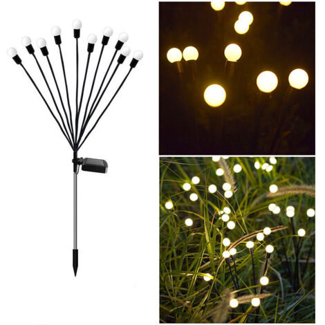 Lampes solaires d'extérieur, 2 pièces 10 LED, lumières lucioles solaires pour jardin, balcon, lumière solaire extérieure, décoration de jardin, étanche IP65