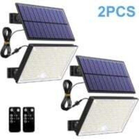 Lampes solaires d'extérieur, 3 modes, détecteur de mouvement, avec télécommande, pour jardin, terrasse, garage, lot de 2