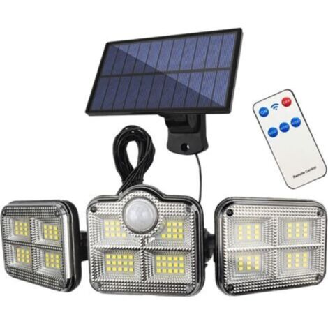 Lampes solaires d'extérieur à détecteur de mouvement, rotative à 360°, étanche IP65, 122 LED
