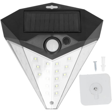 Lampes solaires d'extérieur à détection infrarouge du corps, angle de détection 120°, IP65, étanches, rechargeables, avec capteur de mouvement LED