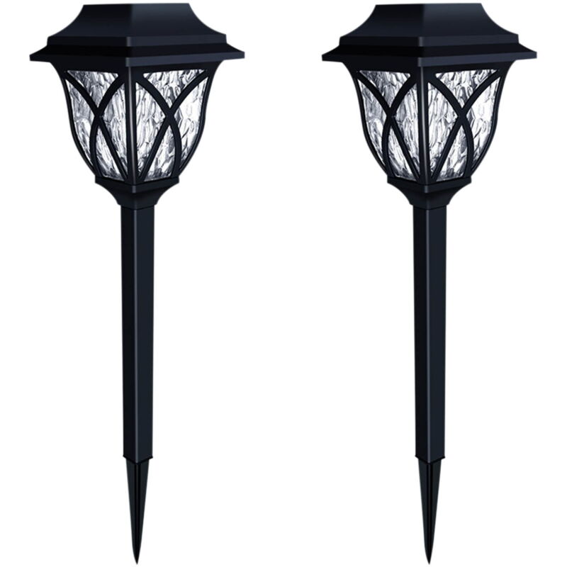 Lampes solaires d'extérieur à led, éclairage d'extérieur étanche, en verre et acier inoxydable, lot de 2 veilleuses pour jardin, cour, allée