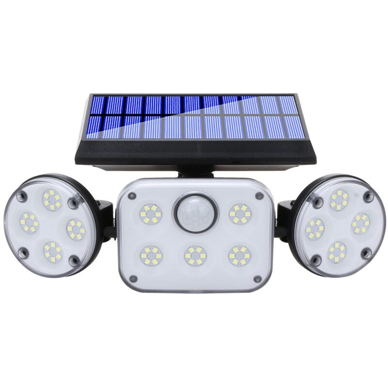 Lampes solaires d'extérieur à led, étanches, 3 têtes, détecteur de mouvement, projecteur solaire, 78 led, veilleuse d'extérieur pour jardin, cour,