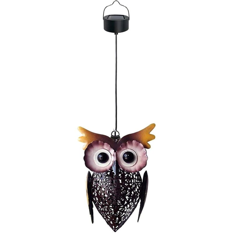 Feiyue - Lampes solaires d'extérieur à led, imperméables, créatives, en fer forgé, en forme de hibou creux, idéales pour un jardin, une cour ou un
