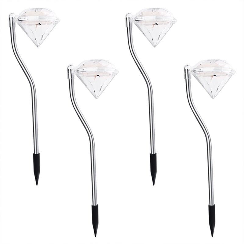 Lampes solaires d'extérieur à LED, imperméables, en forme de diamant, pour mur de jardin, clôture, 4 pièces, veilleuse pour jardin, cour, allée