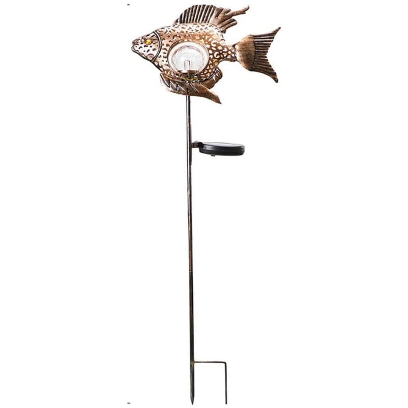 Feiyue - Lampes solaires d'extérieur à led, lampe d'extérieur étanche en fer creux, motif poisson creux, luminaire décoratif pour étang, jardin,