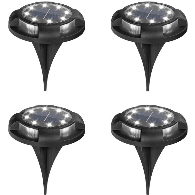 Lampes solaires d'extérieur, éclairage extérieur à led étanche, 4 lampes solaires à led enterrées, lampe murale extérieure à 8 led, veilleuse pour