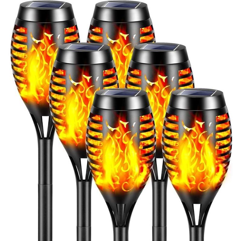 Lampes solaires d'extérieur en forme de flamme , 6 pièces , 12 LED , torches solaires en forme de flamme , étanches IP65 , pour décoration , jardin ,