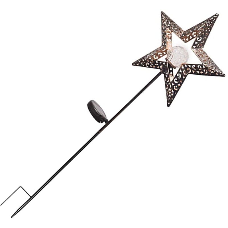 Feiyue - Lampes solaires d'extérieur en forme d'étoile, piquets décoratifs en métal étanches pour allée, cour, pelouse et terrasse