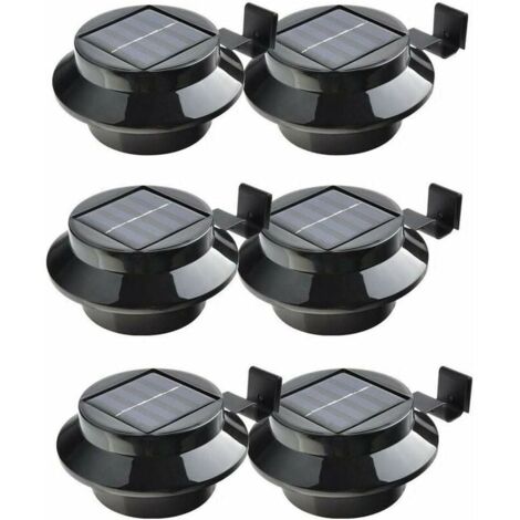 Lampes solaires d'extérieur étanches,    Lot de 6 lampes LED à énergie solaire pour gouttière,     clôture,     toit,     gouttière,     jardin,     cour,     mur,     noir