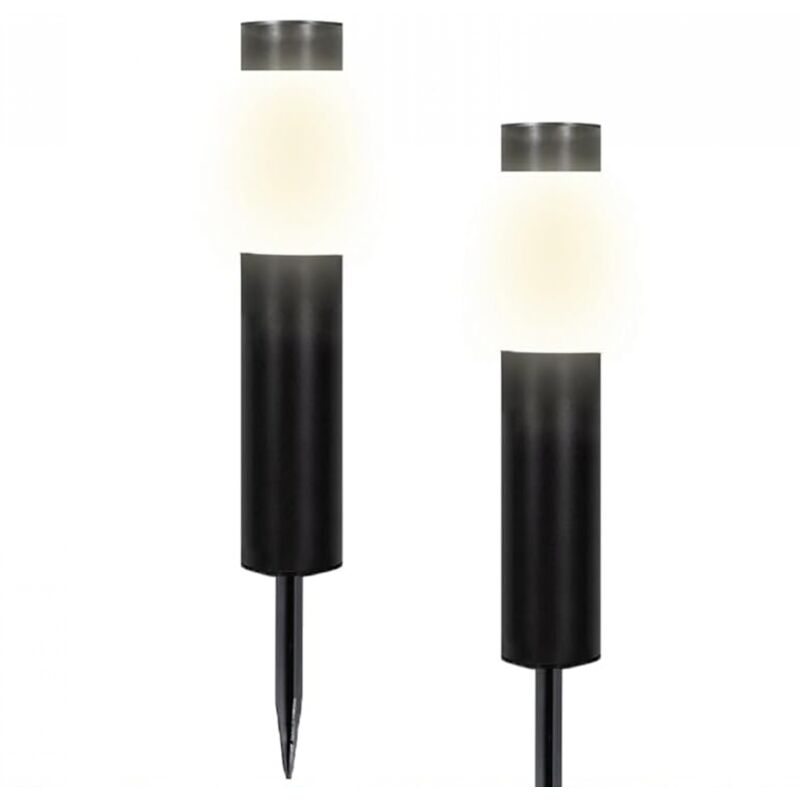 Lampes solaires d'extérieur, lampes de jardin solaires d'extérieur en acier inoxydable, noires (paquet de 2) Lampes solaires d'extérieur, lampes de jardin solaires d'extérieur en acier inoxydable, noires (paquet de 2)