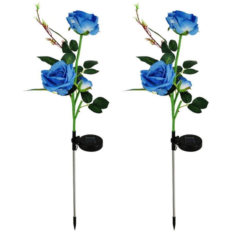 Lampes solaires d'extérieur - Lot de 2 lampes décoratives de jardin, lampes solaires de jardin étanches, lumière rose pour jardin, terrasse, cour,