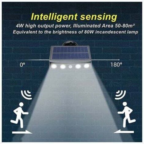 Lampes solaires d'extérieur, [Lot de 2] Lampes solaires d'extérieur à détecteur de mouvement, projecteurs solaires d'extérieur à 360° [1200 mAh] Lampes solaires de jardin d'extérieur étanches (noires)