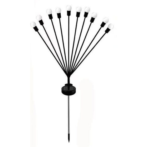 Lampes solaires d'extérieur, lot de 4, 10 LED, lucioles solaires pour jardin, balcon, décoration de jardin, étanchéité IP65, [Classe énergétique C] (blanc chaud)