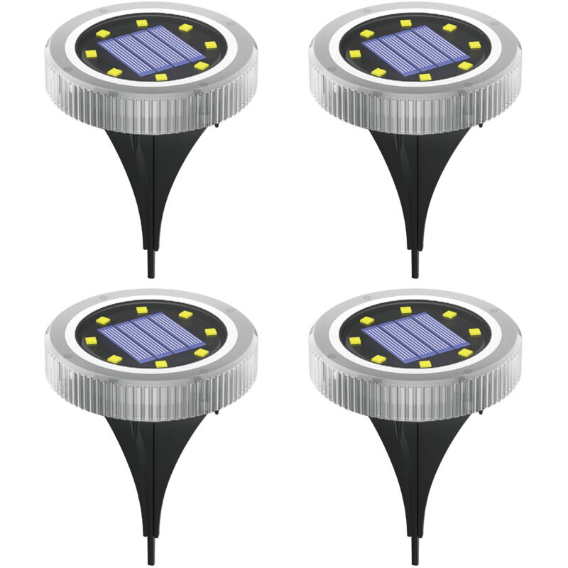 Lampes solaires d'extérieur, lot de 4 lampes led étanches, éclairage d'extérieur, éclairage led enfichable, éclairage souterrain, éclairage de
