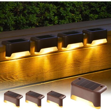 Lampes solaires d'extérieur, lot de 4 lampes LED étanches pour escaliers extérieurs