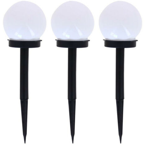 Lampes solaires d'extérieur pour chemin, lumières de jardin à sphère blanche, paquet de 3
