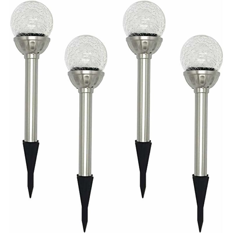 Linghhang - Lampes solaires d'extérieur pour jardin, paquet de 4 lampes solaires sphériques à 8 led rvb, boules de verre craquelées à couleur