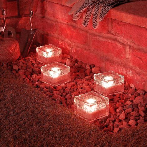 Lampes solaires effet pierre de glace, lot de 4 lampes LED étanches IP68 pour l'éclairage paysager des allées de jardin et la décoration de piscine