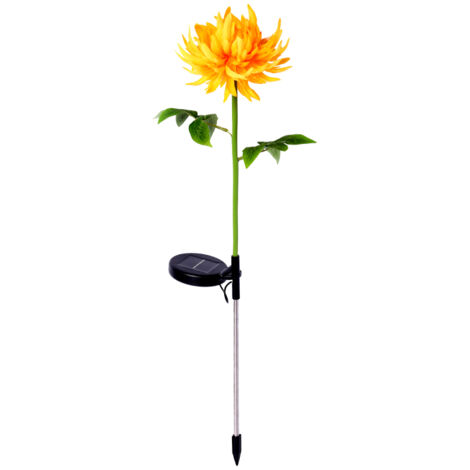 Lampes solaires en forme de chrysanthème pour jardin, étanches, à planter dans un piquet. Idéales pour éclairer allées, pelouses et jardins.
