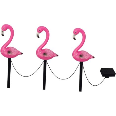Lampes Solaires Extérieur Motif Flamant Piquet Jardin Sans Fil Lumières