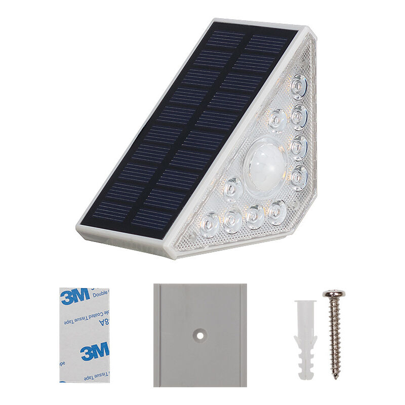 Lampes Solaires Extérieures avec Détecteur de Mouvement, 2 Pièces Eclairages Extérieurs Solaires pour Escaliers - 1200mAh/3000K/IP65 Étanche, Idéal