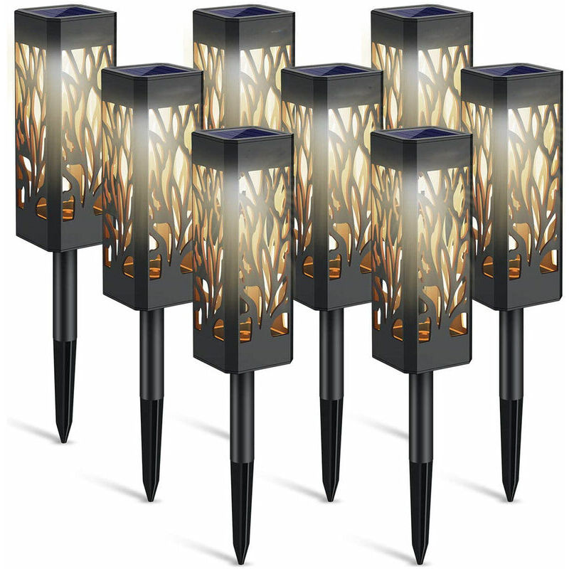 KZQ - Lampes Solaires Extérieures de Jardin - Lot de 6 Lanternes Solaires avec Lumière Blanche Chaude - Étanches IP65 - Auto On/Off