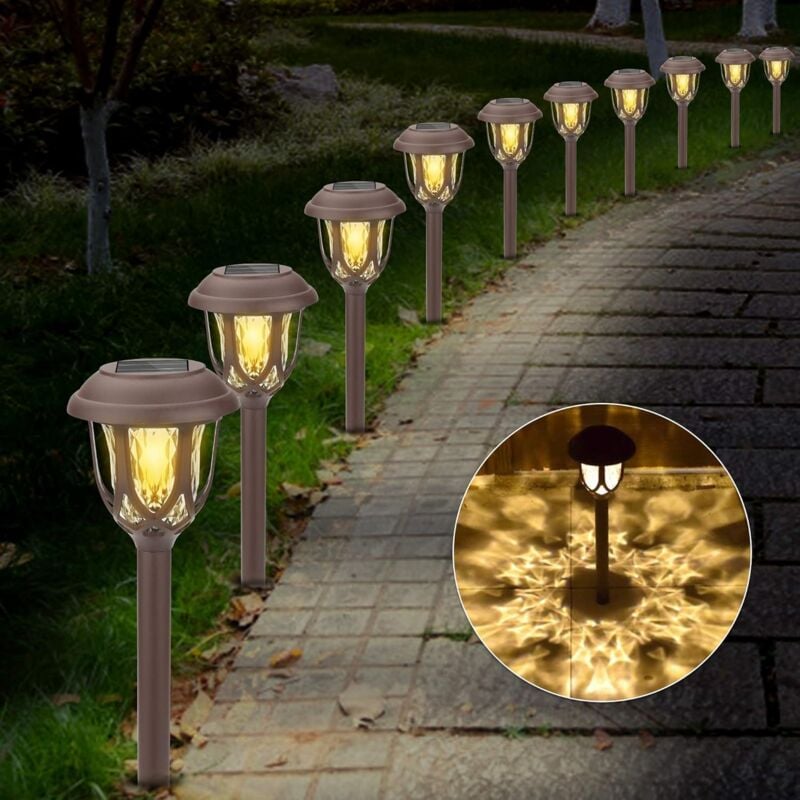 Lampes Solaires Jardin, Pack de 10 Lampes Solaires de Jardin, Lampes Solaires pour Jardin Extérieur Lumière Solaire Décoration Lumière pour Routes