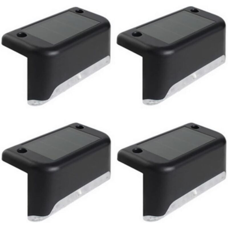 Lampes solaires LED pour terrasse, éclairage extérieur pour chemin de jardin, échelle de clôture (paquet de 4 noirs) Lampes solaires LED pour terrasse, éclairage extérieur pour chemin de jardin, échelle de clôture (paquet de 4 noirs)