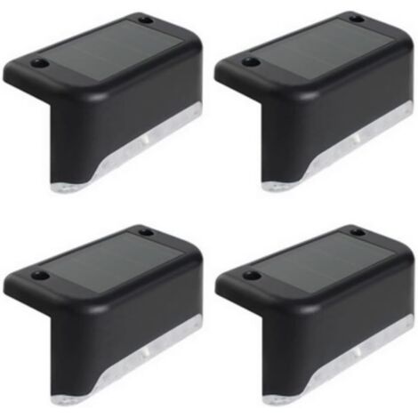 Lampes solaires LED pour terrasse, éclairage extérieur pour chemin de jardin, échelle de clôture (paquet de 4 noirs)