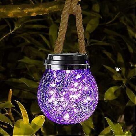 Lampes solaires, lot de 1 lampe solaire décorative suspendue d'extérieur avec 30 LED étanches, lampes solaires pour pots de jardin (violet)