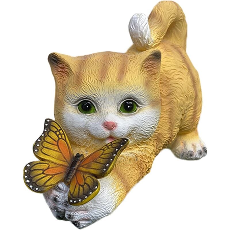 Fitags - Lampes Solaires Ornements De Jardin ExtéRieur Chat Solaire Ornement De Jardin RéSine Chat Statue LumièRe led LumièRe Solaire pour La